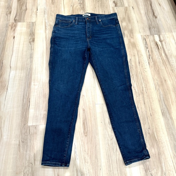 MADEWELL 10” HIGH RISE SKINNY jeans hi waisted dark blue denim womens size 32 - Picture 4 of 12